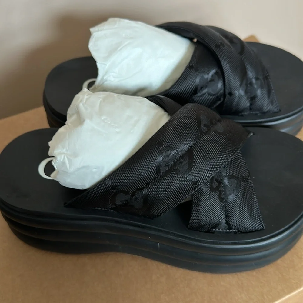 Gucci GG Echo Platform Sandals